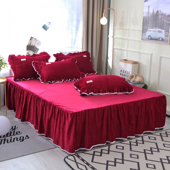 91家纺网 家纺一手货源 找家纺 唐人居 韩版宝宝绒四件套 9酱红