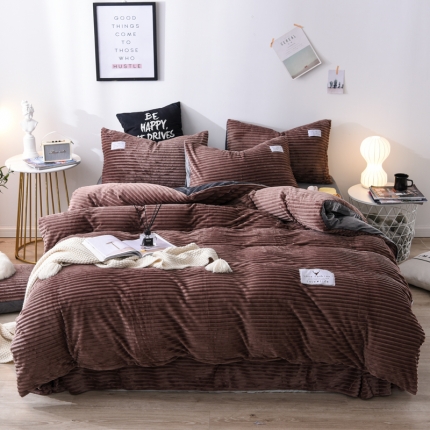 91家纺网 家纺一手货源 找家纺 唐人居家纺  2025冬季保暖魔法绒四件套 丽莎-摩卡