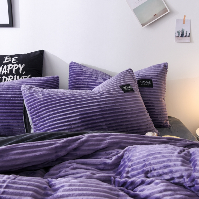 91家纺网 家纺一手货源 找家纺 唐人居家纺  2025冬季保暖魔法绒四件套 丽莎-丁香紫