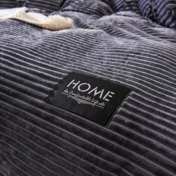 91家纺网 家纺一手货源 找家纺 唐人居家纺  2025冬季保暖魔法绒四件套 丽莎-灰色