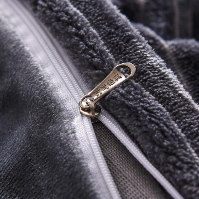 91家纺网 家纺一手货源 找家纺 唐人居家纺  2025冬季保暖魔法绒四件套 丽莎-灰色