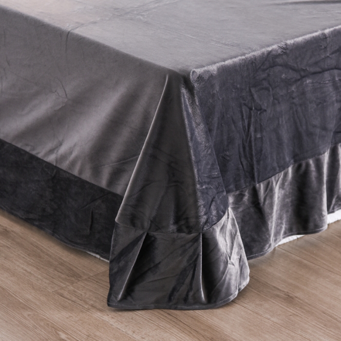 91家纺网 家纺一手货源 找家纺 唐人居家纺  2025冬季保暖魔法绒四件套 丽莎-灰色