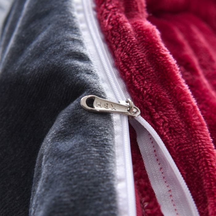 91家纺网 家纺一手货源 找家纺 唐人居家纺  2025冬季保暖魔法绒四件套 丽莎-酒红