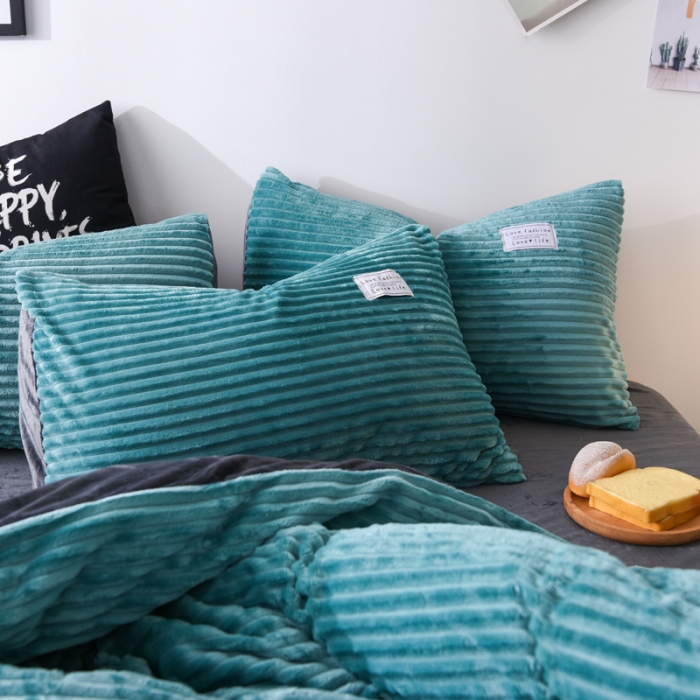 91家纺网 家纺一手货源 找家纺 唐人居家纺  2025冬季保暖魔法绒四件套 丽莎-墨绿