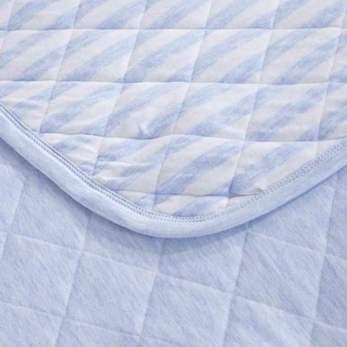 91家纺网 家纺一手货源 找家纺 琪琪阁家纺 细条纹针织棉夏被平行世界蓝