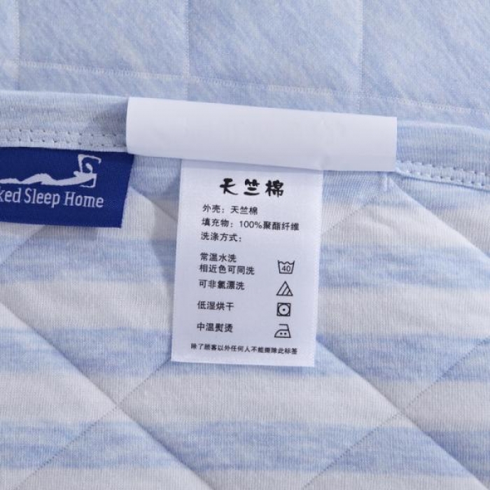 91家纺网 家纺一手货源 找家纺 琪琪阁家纺 细条纹针织棉夏被平行世界蓝