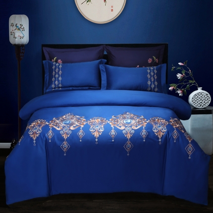 91家纺网 家纺一手货源 找家纺 （总）绣女坊 2023新款60长绒棉绣花四件套