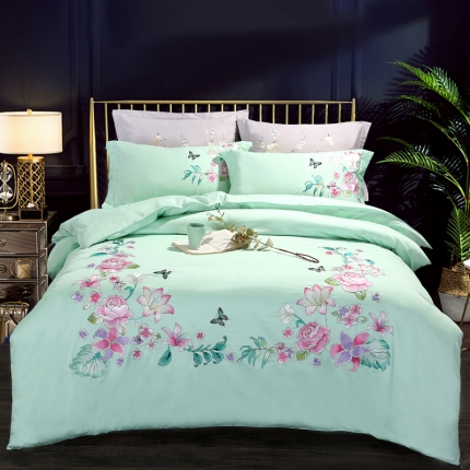 91家纺网 家纺一手货源 找家纺 （总）绣女坊 2023新款60长绒棉绣花四件套