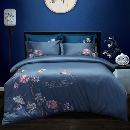 91家纺网 家纺一手货源 找家纺 （总）绣女坊 2023新款60长绒棉绣花四件套