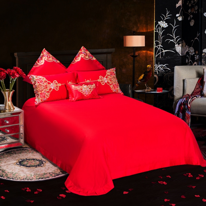 91家纺网 家纺一手货源 找家纺 2023新款全棉婚庆多件套 爱情皇冠