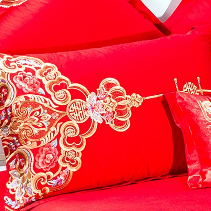 91家纺网 家纺一手货源 找家纺 2023新款全棉婚庆多件套 爱情皇冠