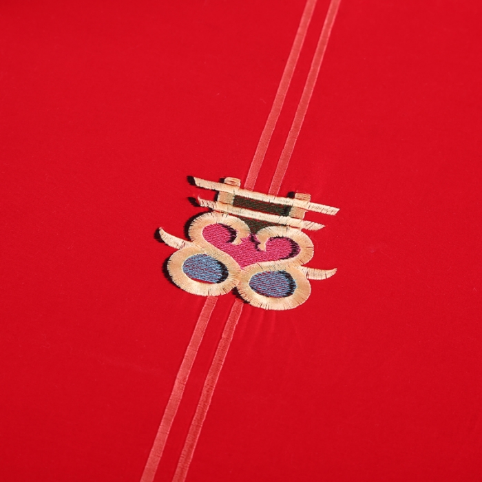 91家纺网 家纺一手货源 找家纺 绣女坊 2023新款全棉大红婚庆四件套结婚婚房床品