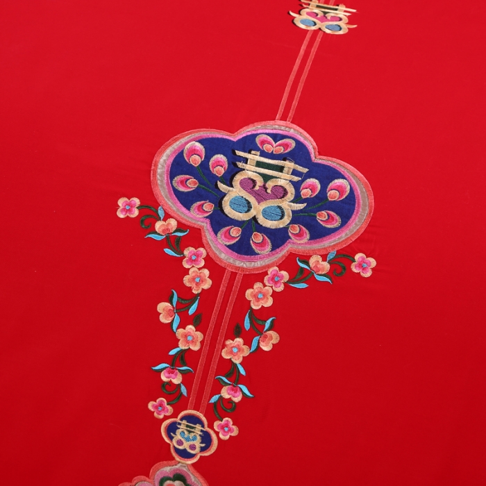 91家纺网 家纺一手货源 找家纺 绣女坊 2023新款全棉大红婚庆四件套结婚婚房床品