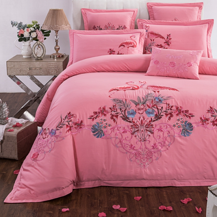 91家纺网 家纺一手货源 找家纺 2023新款 全棉大红婚庆四件套结婚床品套件