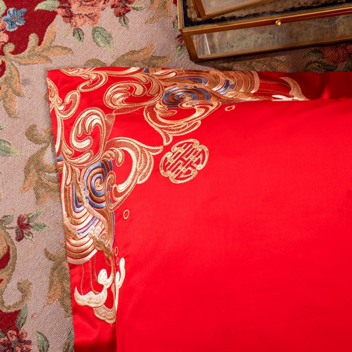 91家纺网 家纺一手货源 找家纺 2023大红婚庆四件套纯棉全棉结婚喜庆
