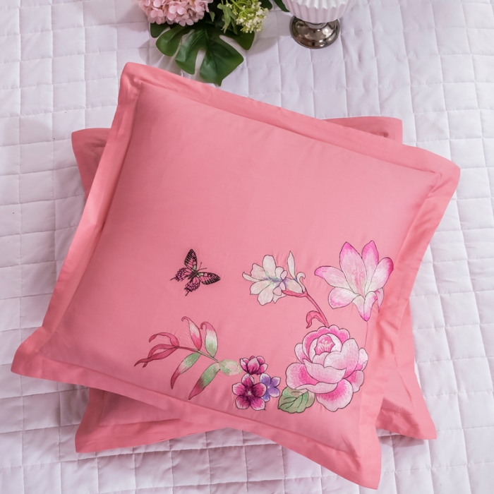 91家纺网 家纺一手货源 找家纺 绣女坊 2023新款全棉婚庆四件套 六件套楼兰花梦-玉色