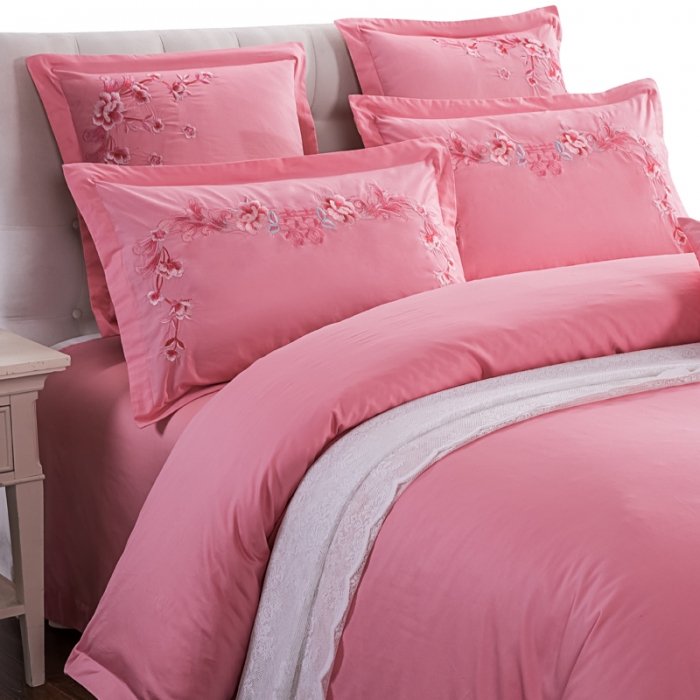 91家纺网 家纺一手货源 找家纺 绣女坊2023新款全棉婚庆多件套 美好心情玉色