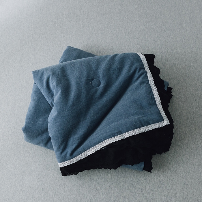 91家纺网 家纺一手货源 找家纺 润缦 2019新款色织贡缎水洗棉夏被牛仔蓝