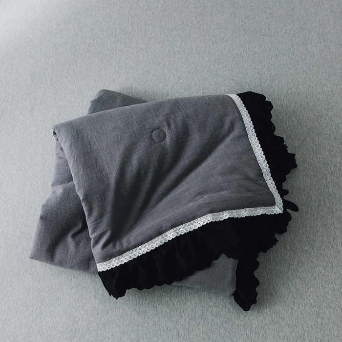 91家纺网 家纺一手货源 找家纺 润缦 2019新款色织贡缎水洗棉夏被气质灰