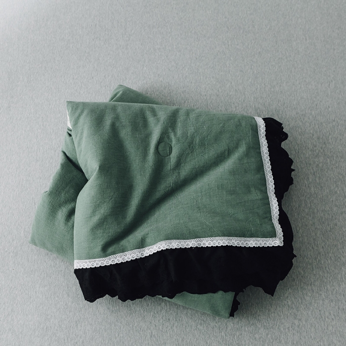 91家纺网 家纺一手货源 找家纺 润缦 2019新款色织贡缎水洗棉夏被森林绿