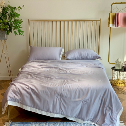 91家纺网 家纺一手货源 找家纺 润缦 2019新款60天丝夏被爱心系列 爱心-银河灰