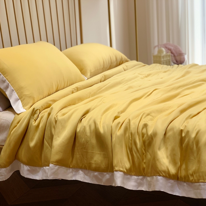 91家纺网 家纺一手货源 找家纺 润缦 2019新款60天丝夏被爱心系列 爱心-日光黄