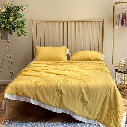 润缦 2019新款60天丝夏被爱心系列 爱心-日光黄