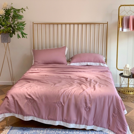 润缦 2019新款60天丝夏被爱心系列 爱心-豆沙粉