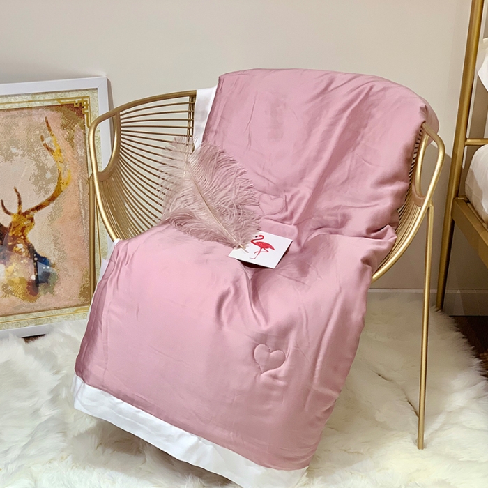 91家纺网 家纺一手货源 找家纺 润缦 2019新款60天丝夏被爱心系列 爱心-豆沙粉