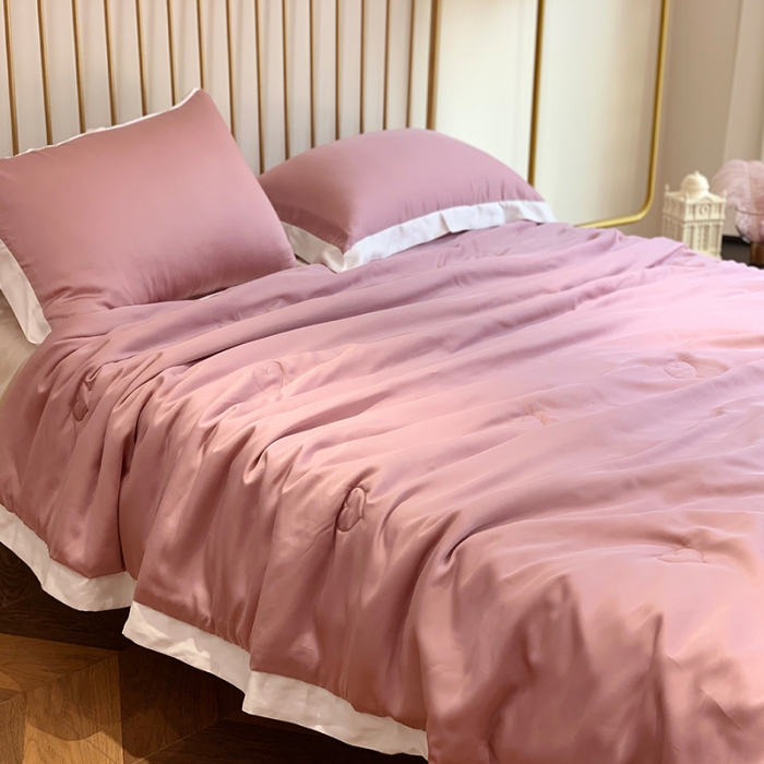 91家纺网 家纺一手货源 找家纺 润缦 2019新款60天丝夏被爱心系列 爱心-豆沙粉