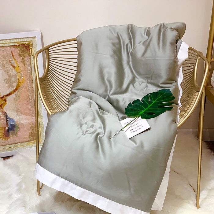 91家纺网 家纺一手货源 找家纺 润缦 2019新款60天丝夏被爱心系列 爱心-灰绿色