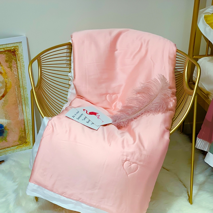 91家纺网 家纺一手货源 找家纺 润缦 2019新款60天丝夏被爱心系列 爱心-娇粉色