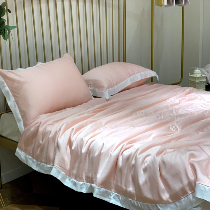 91家纺网 家纺一手货源 找家纺 润缦 2019新款60天丝夏被爱心系列 爱心-娇粉色