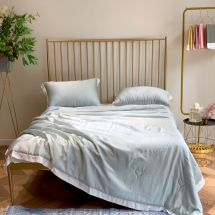 润缦 2019新款60天丝夏被爱心系列 爱心-茵石绿