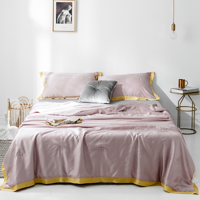 91家纺网 家纺一手货源 找家纺 润缦家纺 2019新款60天丝夏被比心系列 藕荷色