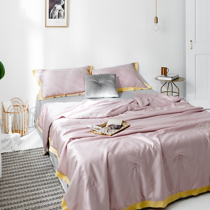 91家纺网 家纺一手货源 找家纺 润缦家纺 2019新款60天丝夏被比心系列 藕荷色