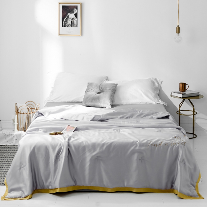 91家纺网 家纺一手货源 找家纺 润缦家纺 2019新款60天丝夏被比心系列 银河灰