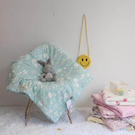 润缦家纺 2019全棉双层纱夏被 蒲公英蓝