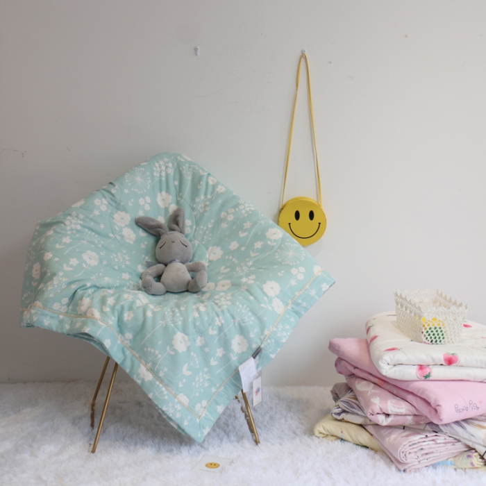 91家纺网 家纺一手货源 找家纺 润缦家纺 2019全棉双层纱夏被 蒲公英蓝