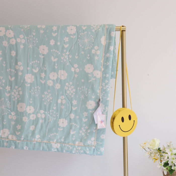 91家纺网 家纺一手货源 找家纺 润缦家纺 2019全棉双层纱夏被 蒲公英蓝