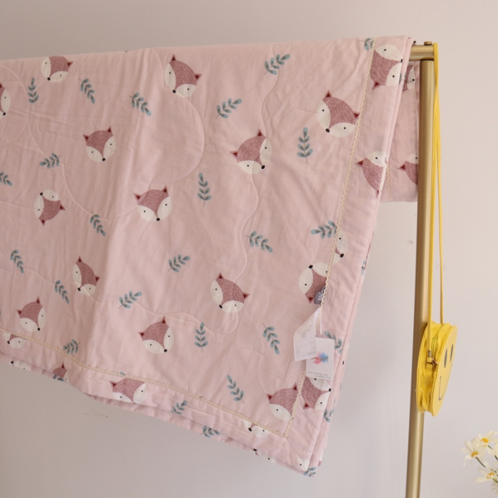 91家纺网 家纺一手货源 找家纺 润缦家纺 2019全棉双层纱夏被 小狐狸