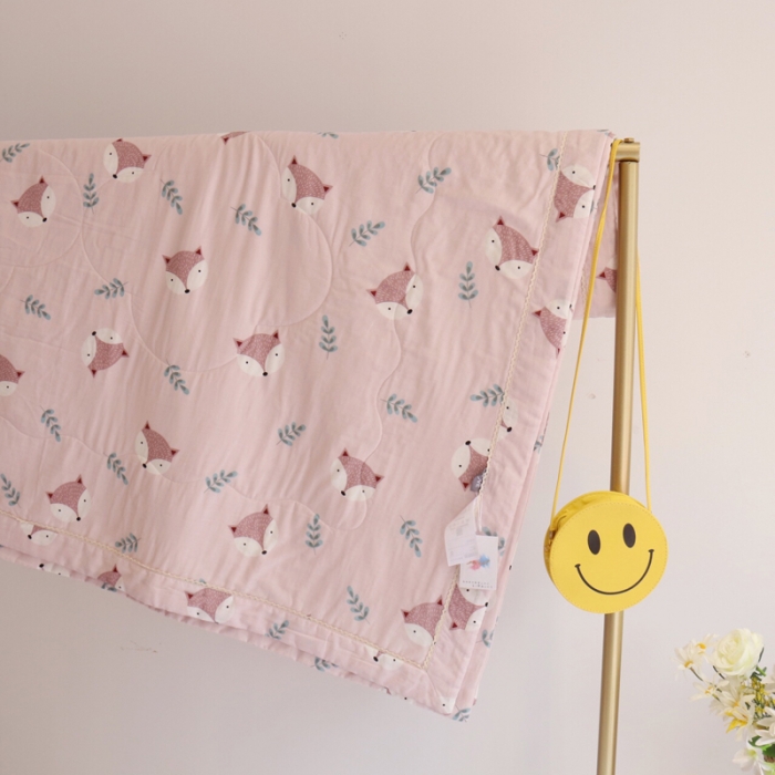 91家纺网 家纺一手货源 找家纺 润缦家纺 2019全棉双层纱夏被 小狐狸