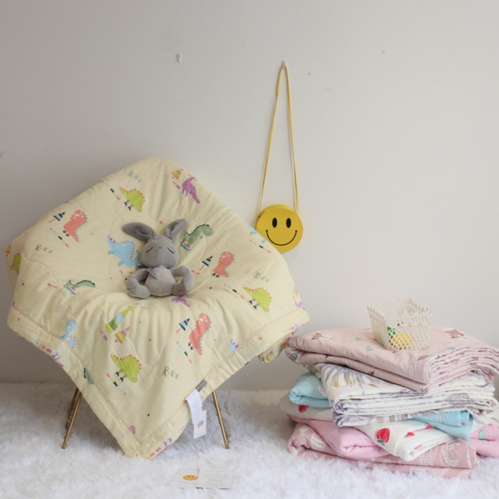 91家纺网 家纺一手货源 找家纺 润缦家纺 2019全棉双层纱夏被 小恐龙