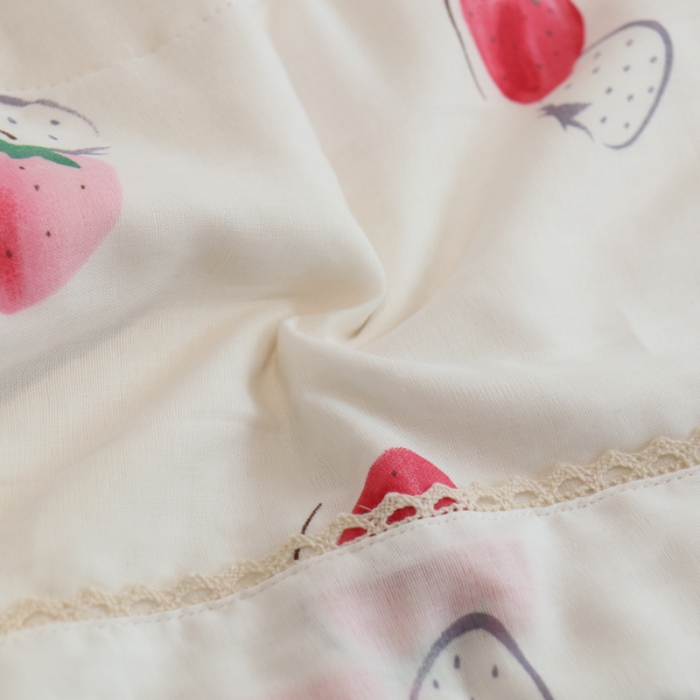 91家纺网 家纺一手货源 找家纺 润缦家纺 2019全棉双层纱夏被 草莓甜心