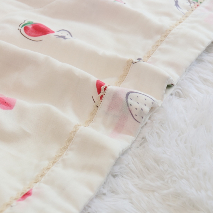 91家纺网 家纺一手货源 找家纺 润缦家纺 2019全棉双层纱夏被 草莓甜心