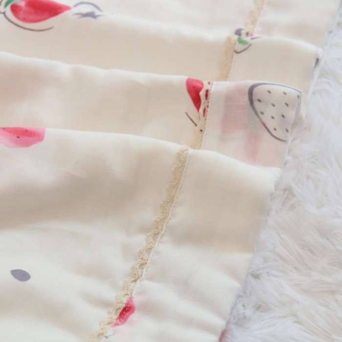 91家纺网 家纺一手货源 找家纺 润缦家纺 2019全棉双层纱夏被 草莓甜心