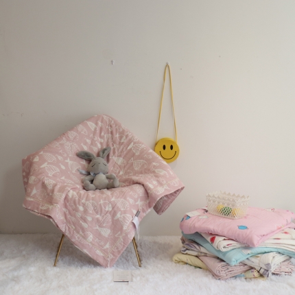 润缦家纺 2019全棉双层纱夏被 小鱼粉