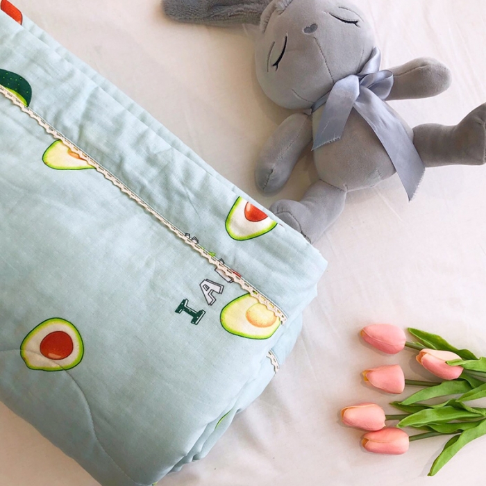 91家纺网 家纺一手货源 找家纺 润缦家纺 全棉双层纱夏被 牛油果