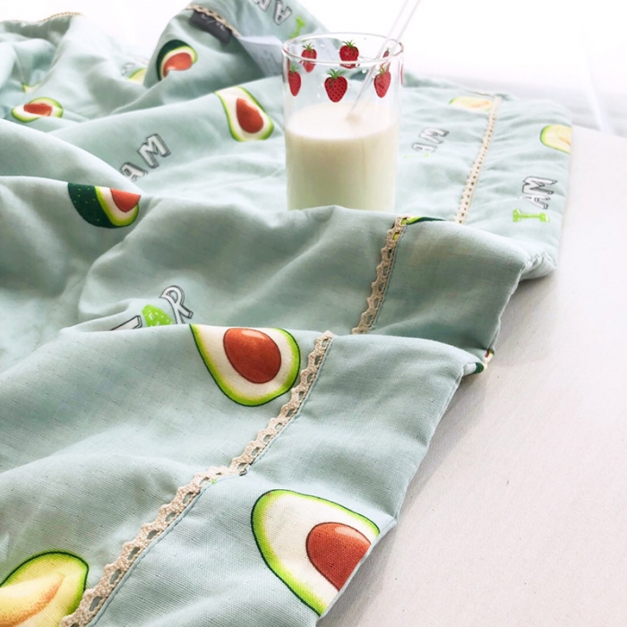 91家纺网 家纺一手货源 找家纺 润缦家纺 全棉双层纱夏被 牛油果