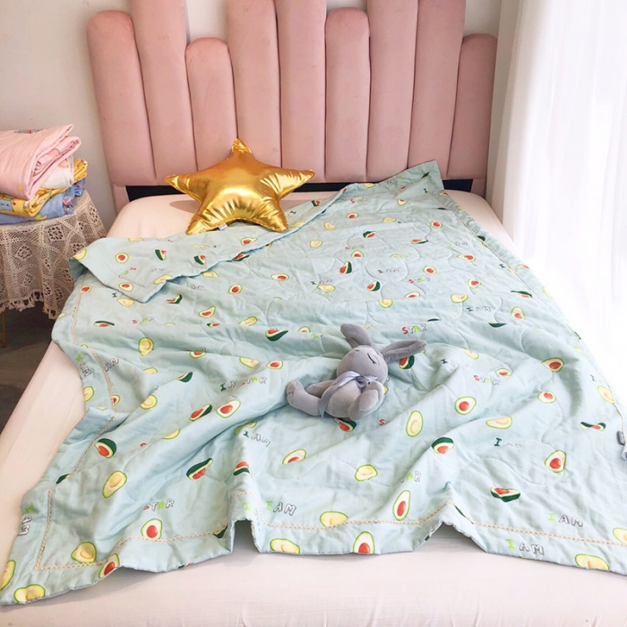 91家纺网 家纺一手货源 找家纺 润缦家纺 全棉双层纱夏被 牛油果